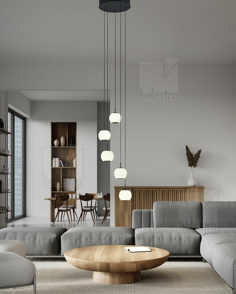 Helestra BONO  Pendelleuchte Aluminium mattschwarz