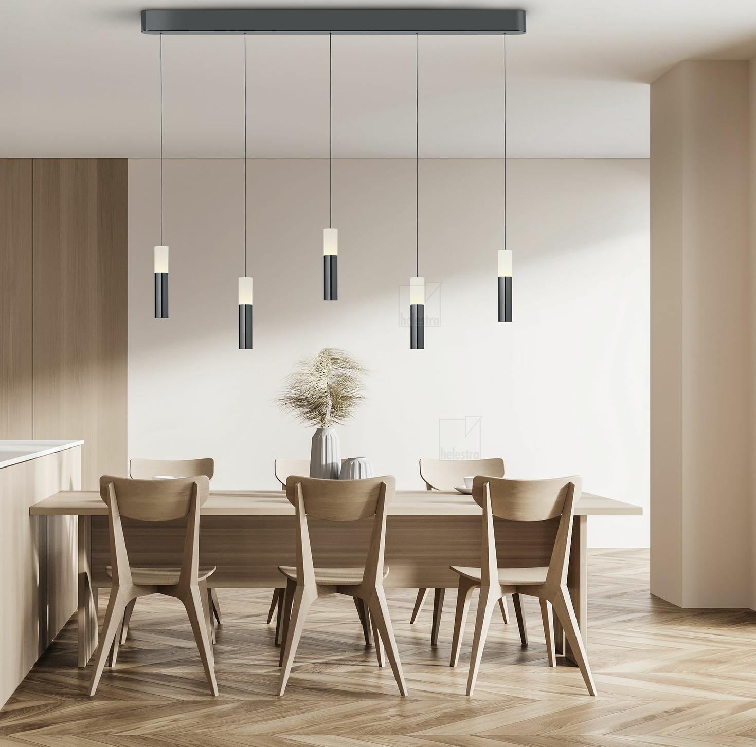 Helestra LIDOS  suspension lumineuse aluminium noir-chrome