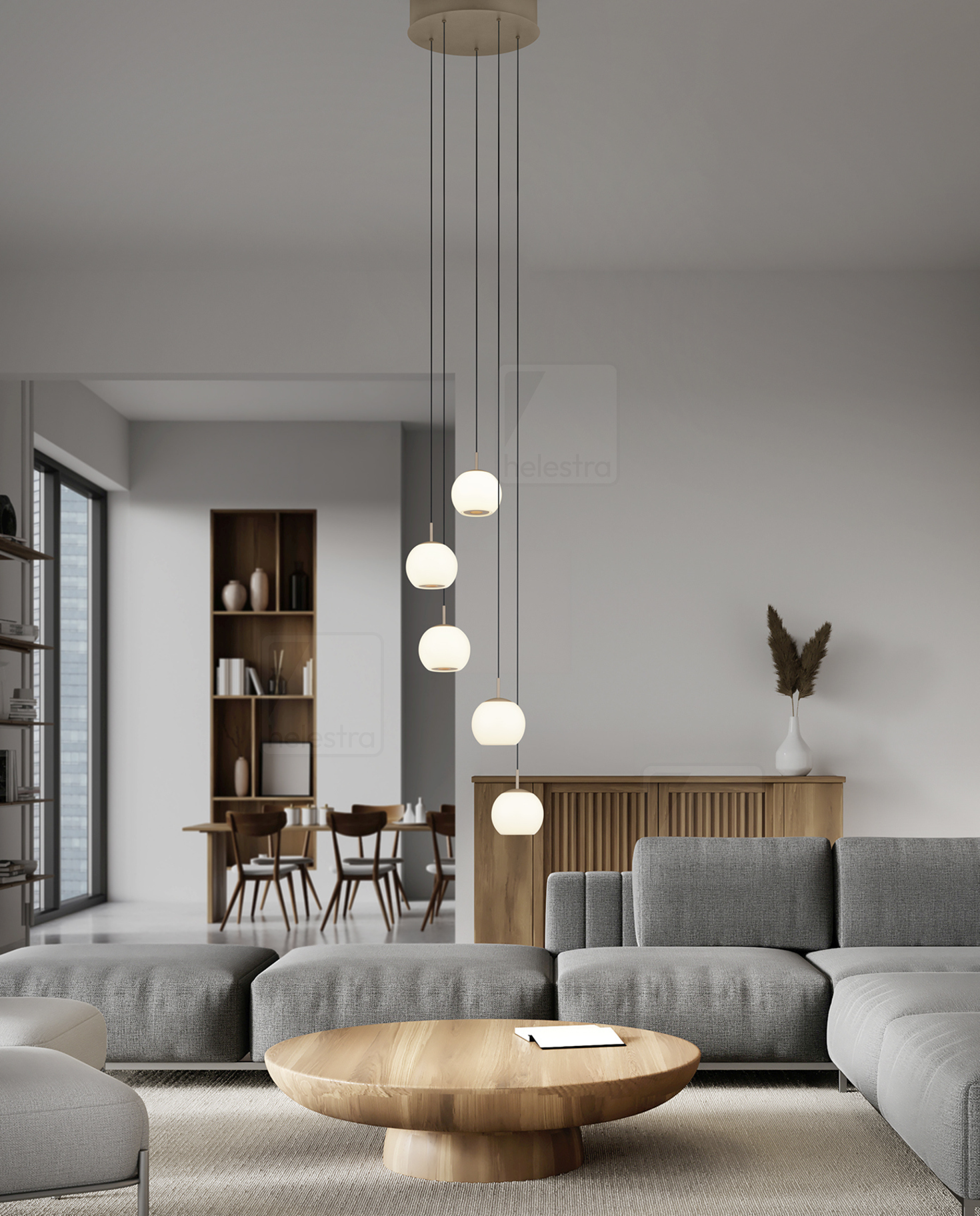 Helestra BONO  suspension lumineuse aluminium Café 