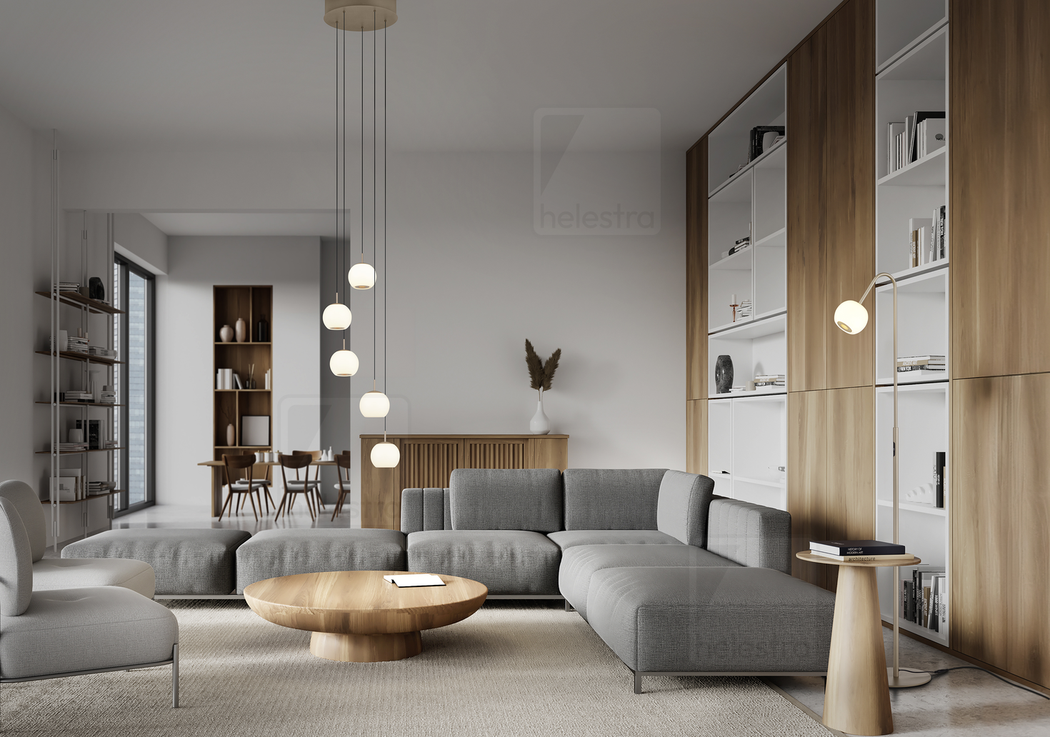 Helestra BONO  floor luminaire aluminium coffee