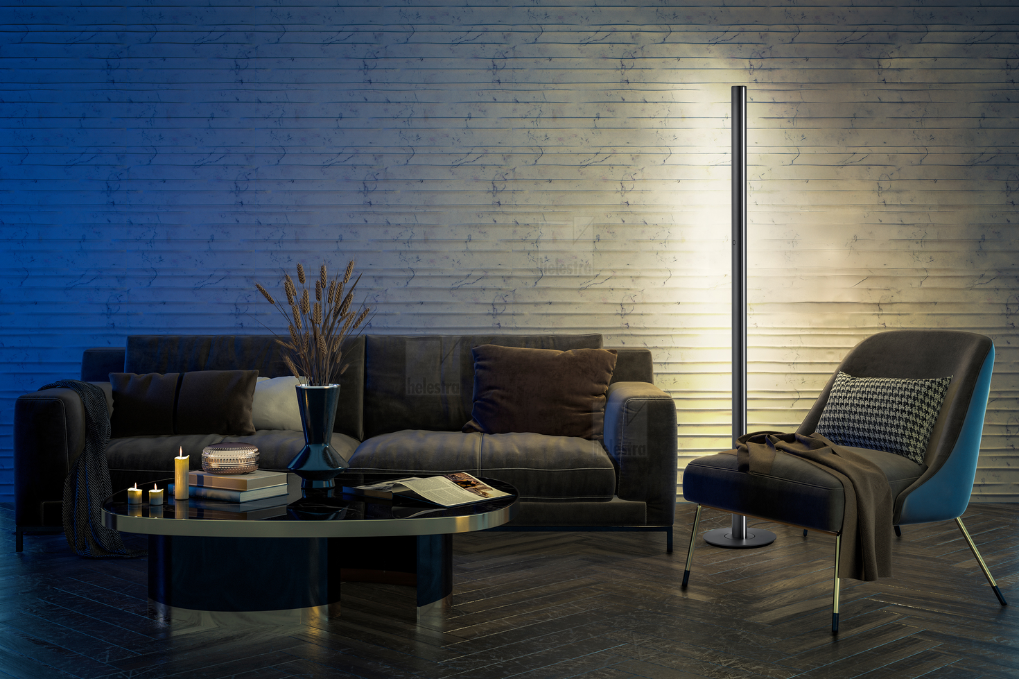 Helestra CIS  lampadaire aluminium noir mat