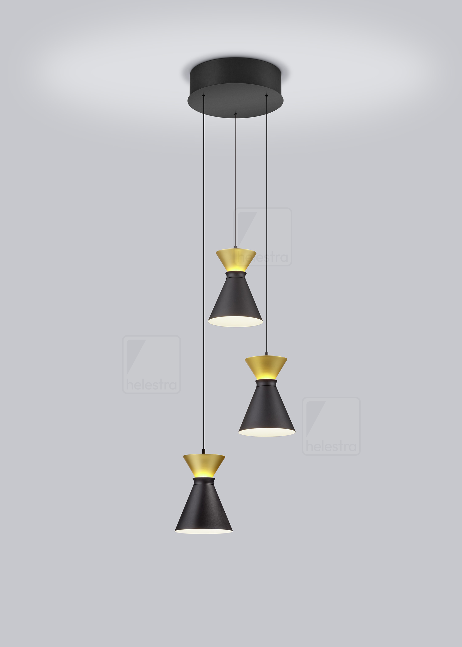 Helestra LUK  suspension lumineuse aluminium noir - or