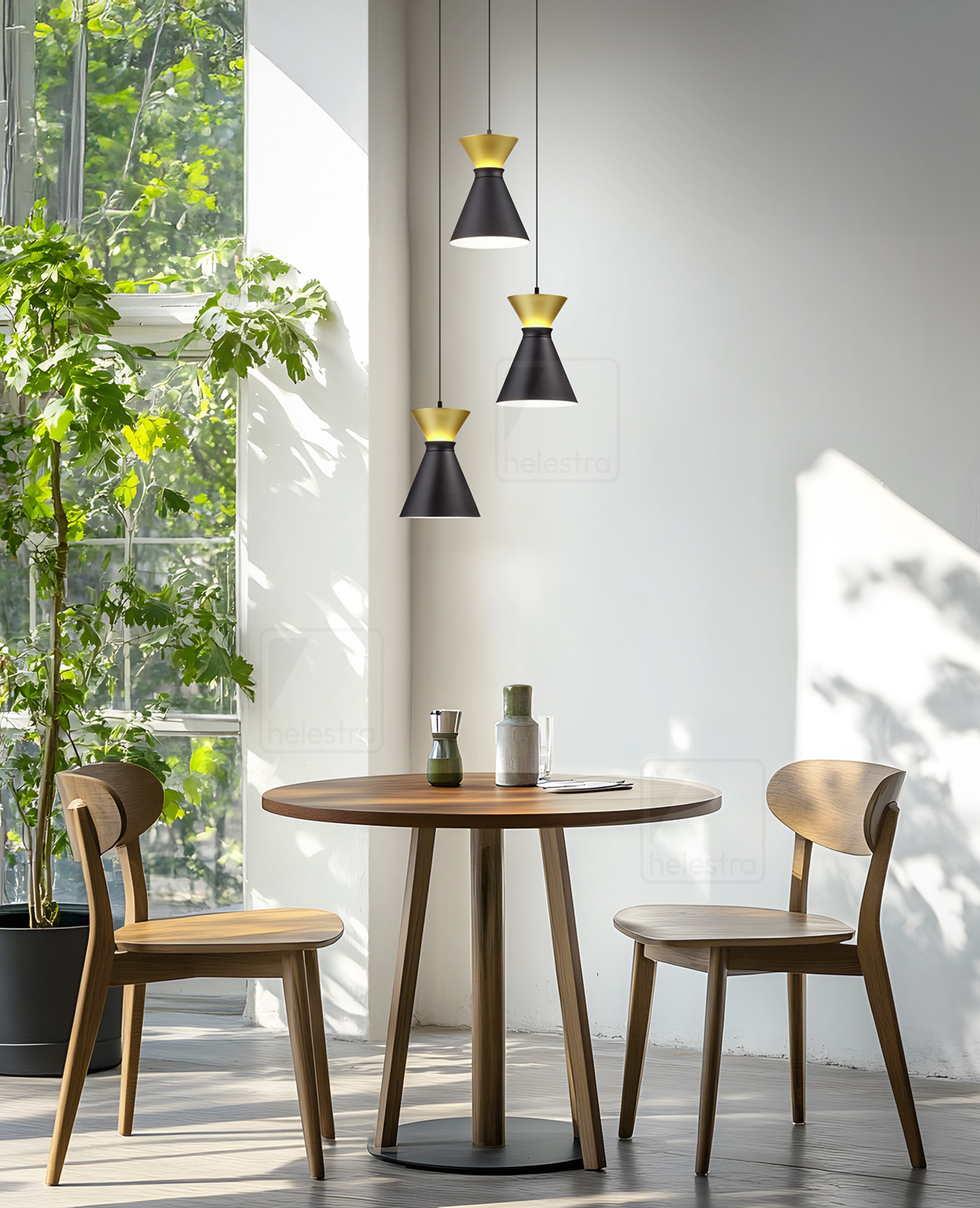 Helestra LUK  suspension lumineuse aluminium noir - or