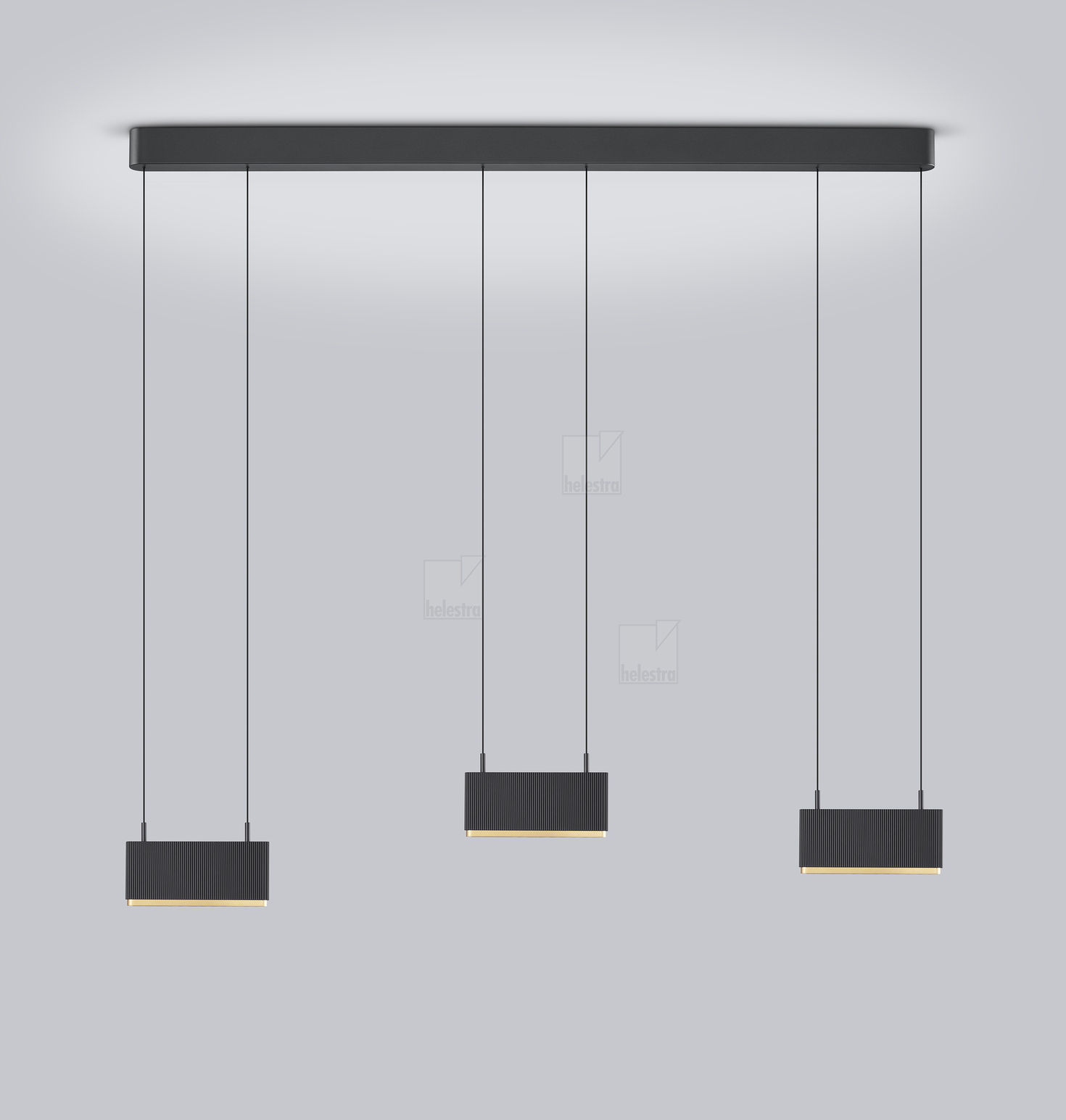 Helestra KOBE  suspension lumineuse aluminium noir - or