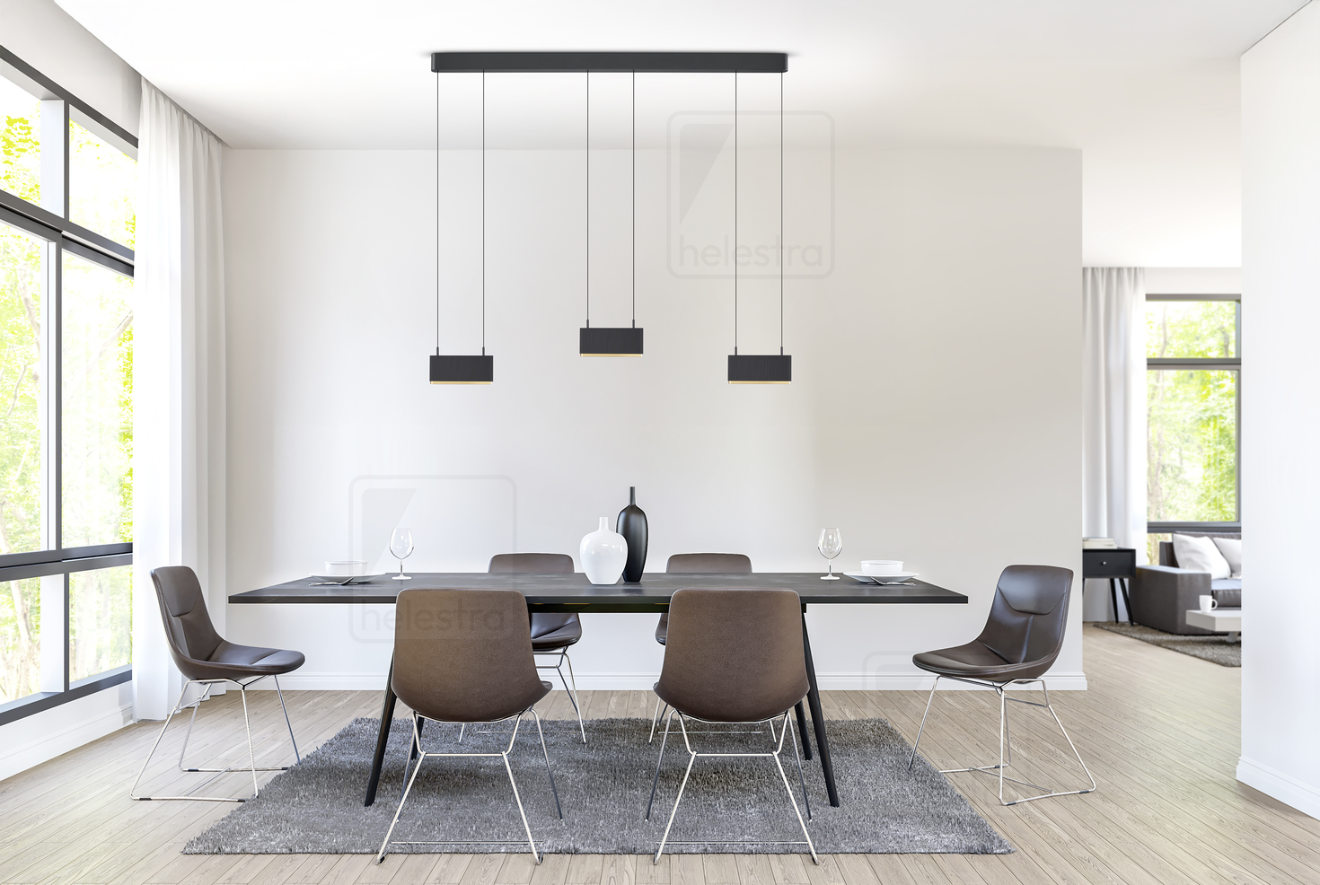 Helestra KOBE  suspension lumineuse aluminium noir - or