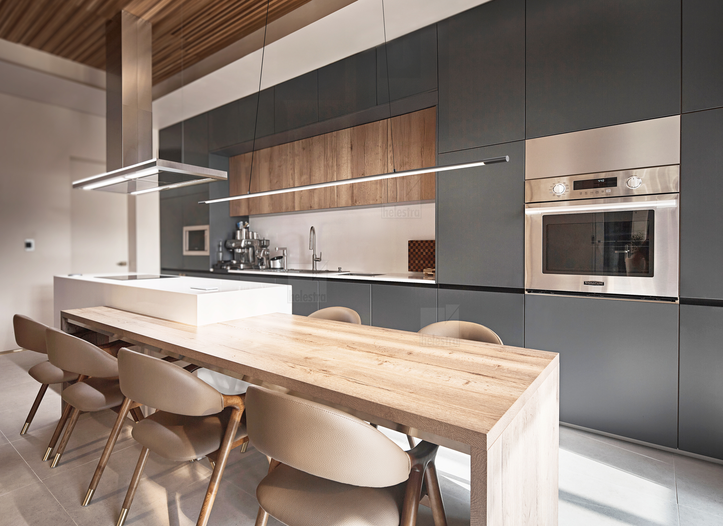 Helestra LEDA  suspension lumineuse aluminium gris titane anodisé