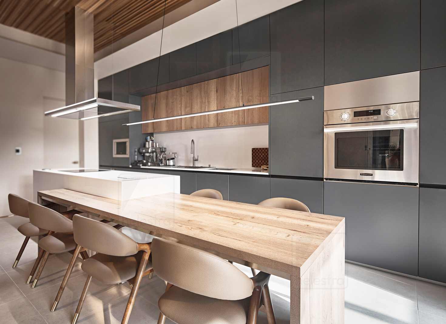 Helestra LEDA  suspension lumineuse aluminium gris titane anodisé