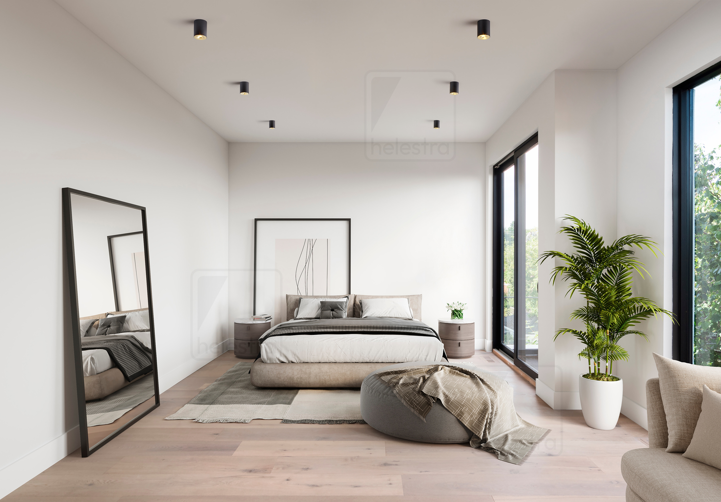 Helestra NIO  Deckenleuchte Aluminium mattschwarz