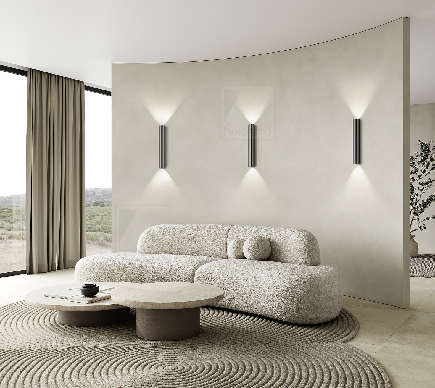 Helestra NIO  wall luminaire aluminium anodized titanium grey