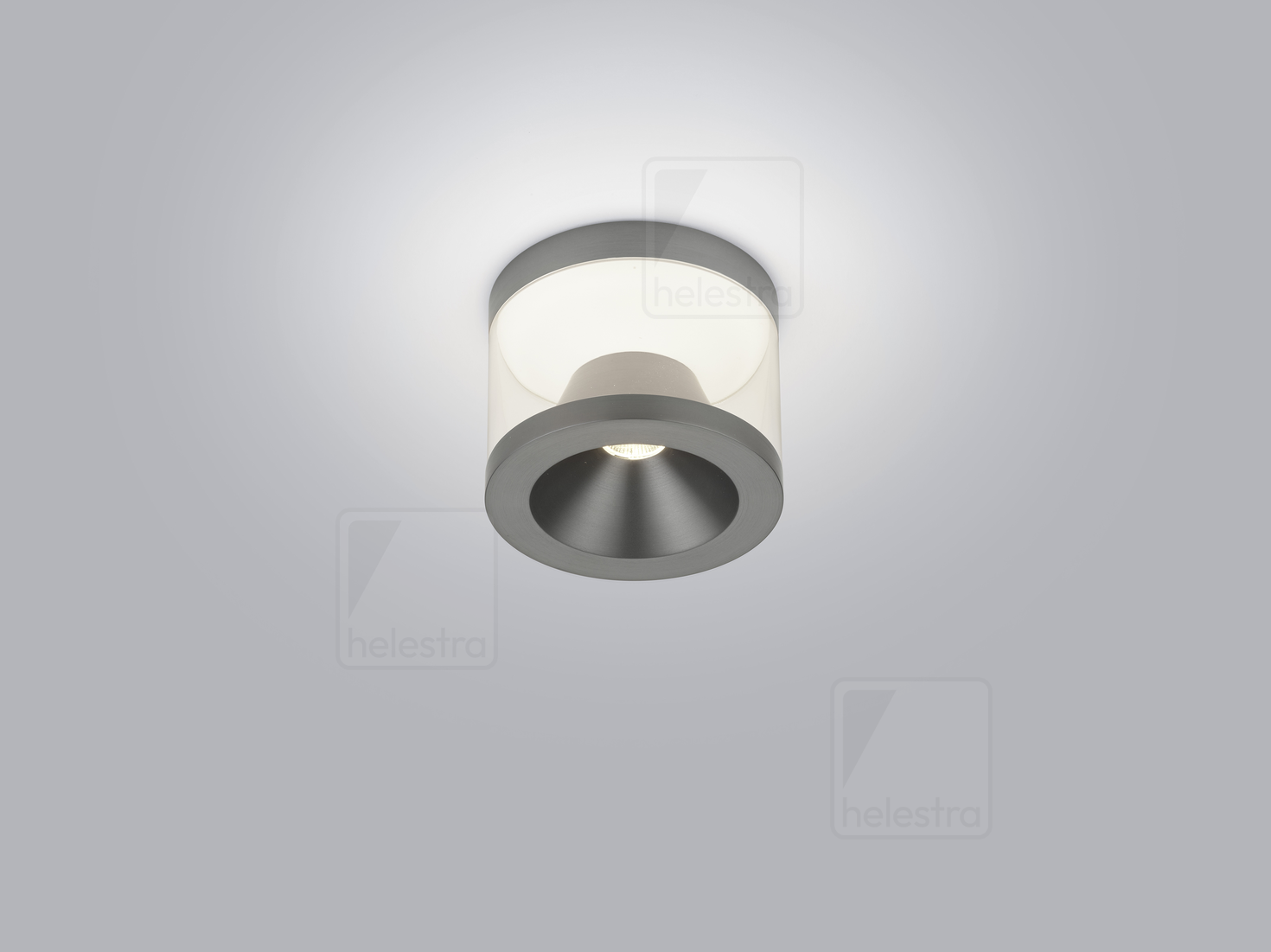 Helestra PORO  lampada soffitto alluminio grigio titanio anodizzato
