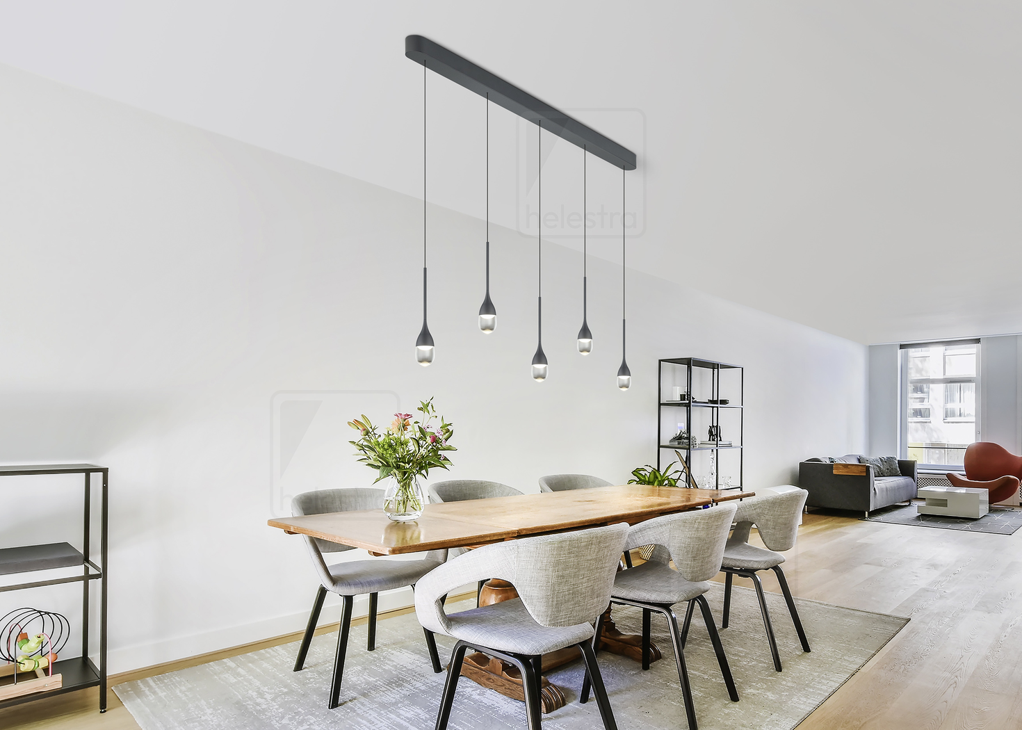 Helestra ENDO  suspension lumineuse aluminium noir mat