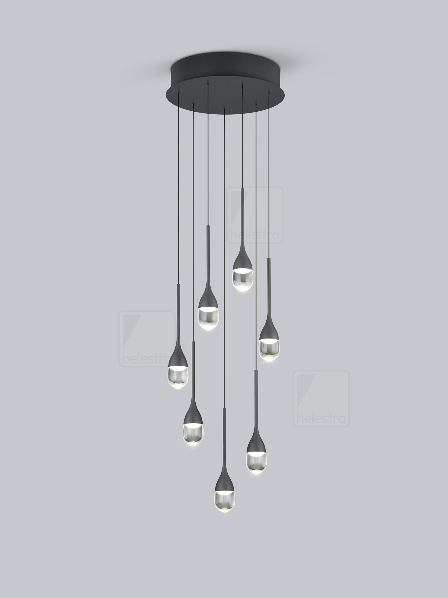 Helestra ENDO  suspension lumineuse aluminium noir mat