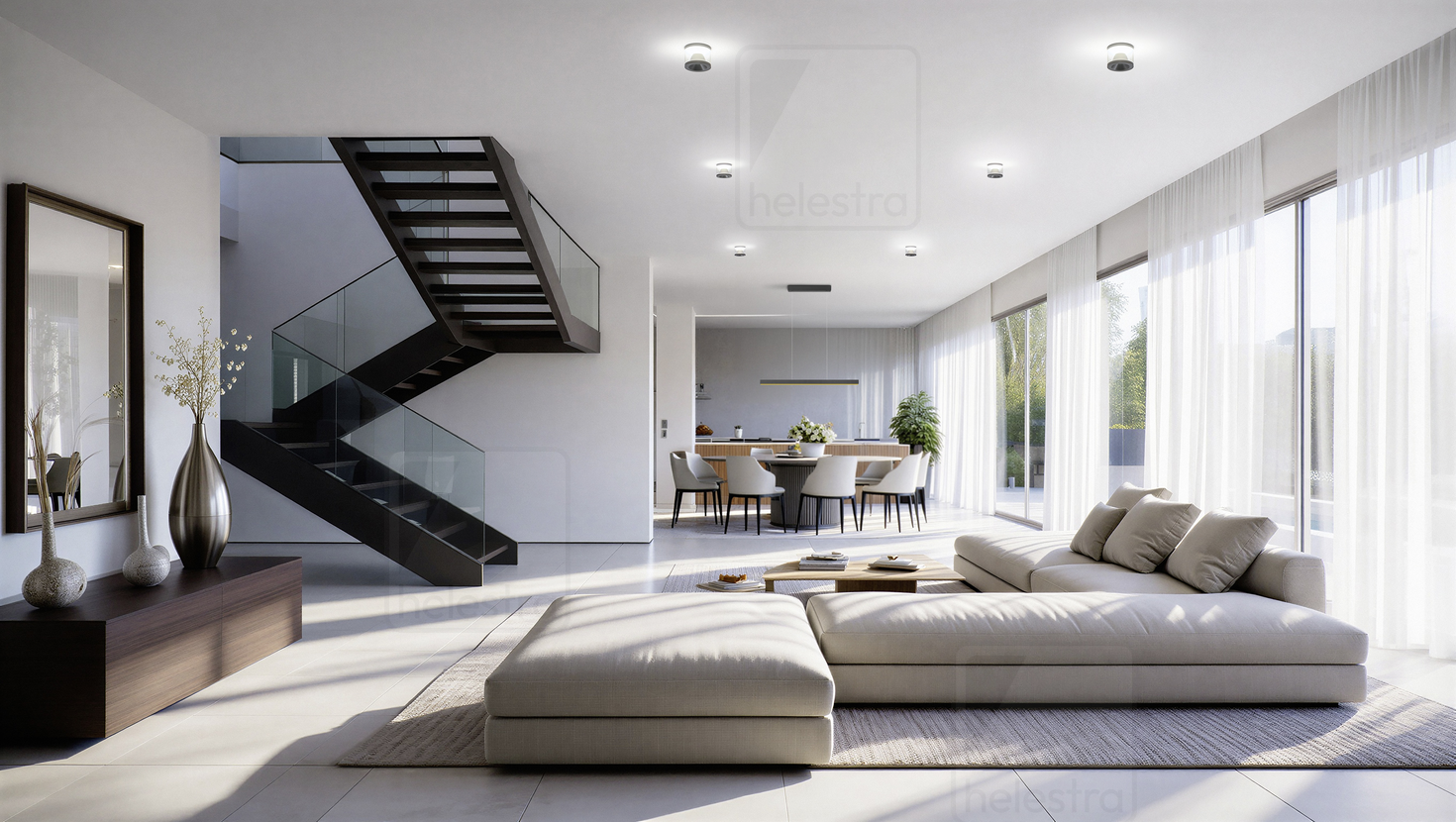 Helestra PORO  ceiling luminaire aluminium anodized titanium grey