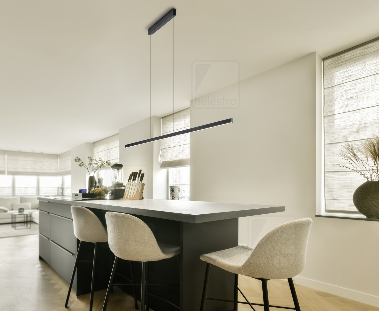 Helestra LOOPY-evo  pendant luminaire aluminium mat black
