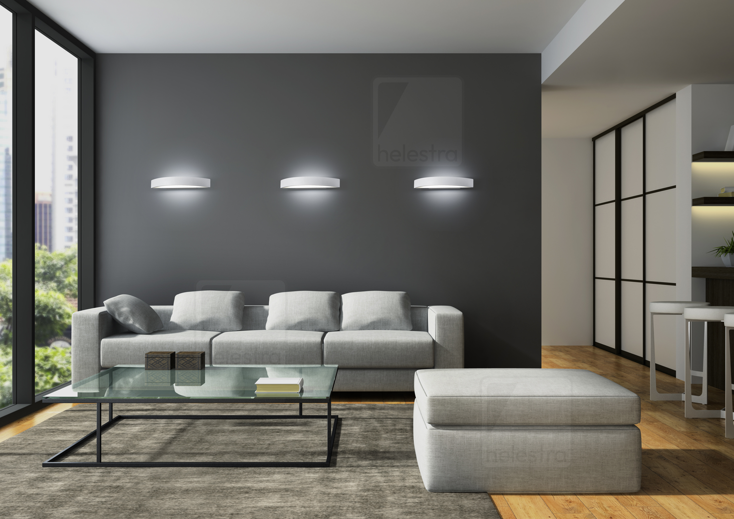 Helestra YONA  wall luminaire aluminium mat white