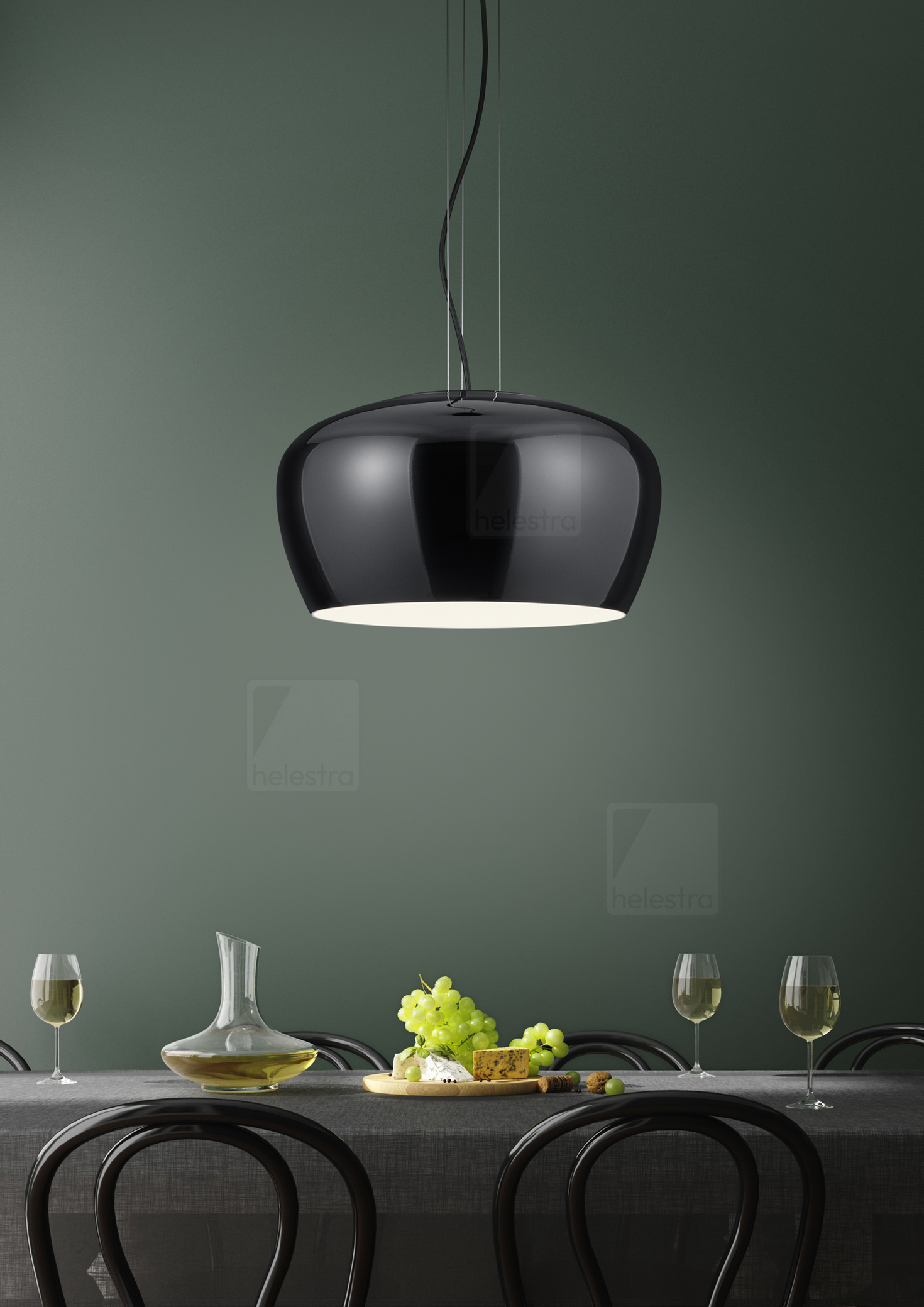 Helestra VEDA  suspension lumineuse aluminium noir mat